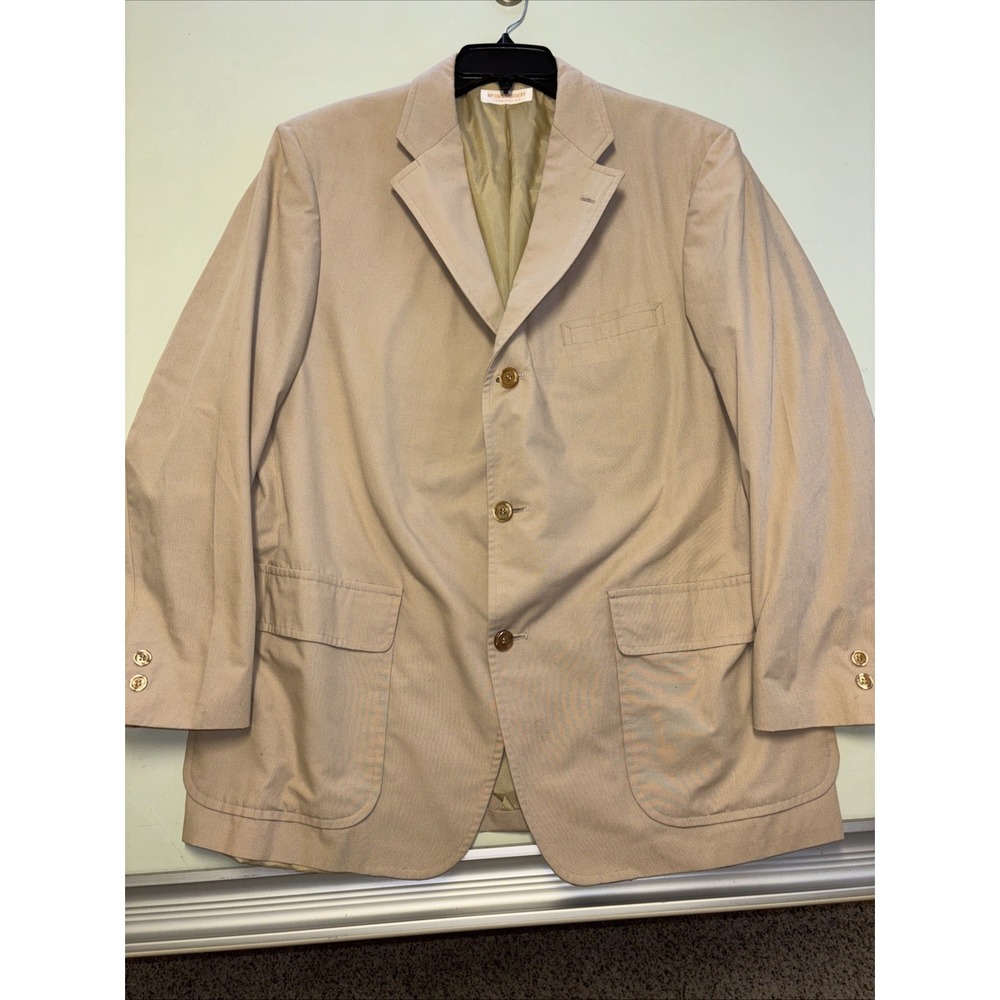 Vintage Brooks Brothers Blazer 44 Beige Linen Silk Wool Blend Union Made USA